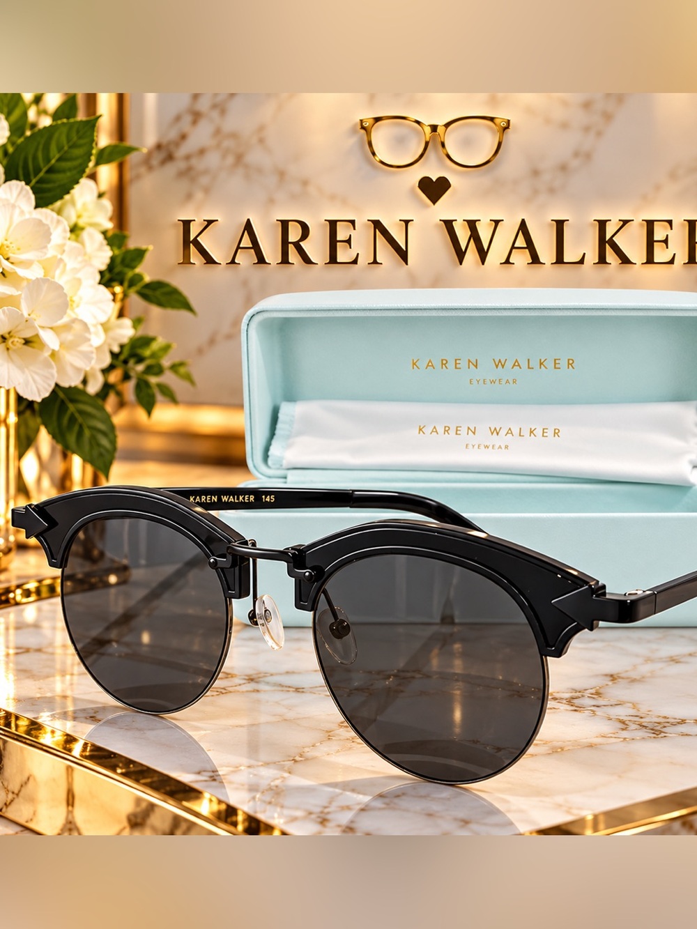 Karen Walker Black Round Sunglasses